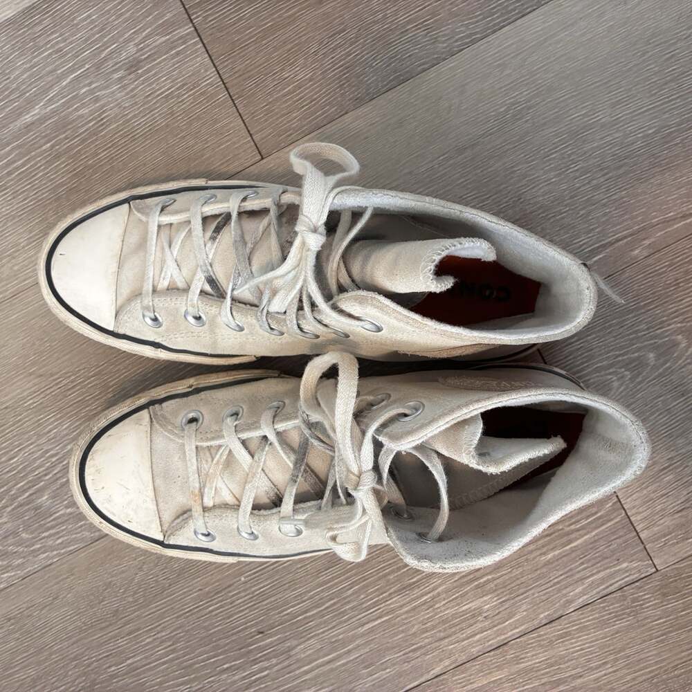Converse Chuck Taylor High Top White Suede Platform Sneakers Stompers Grunge W 8 - Picture 6 of 7